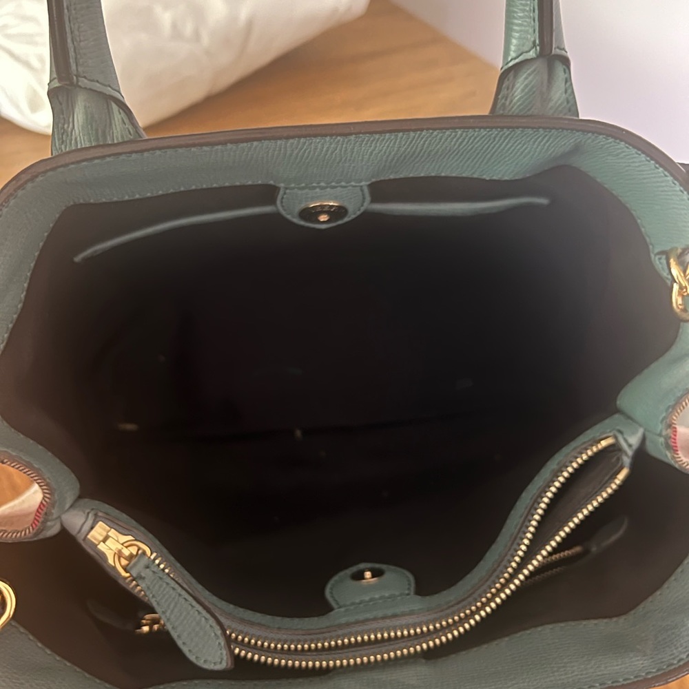 BURBERRY Teal Pebbled Leather Medium Tote - Picture 6 of 13
